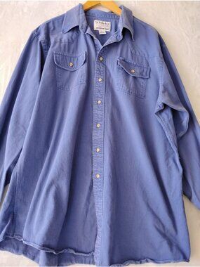 Schaefer Outfitter Mens Shirt Ranch Stone Twill Western Button Down 2XL Blue